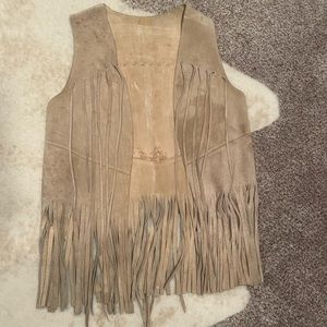 Vintage suede fringe vest